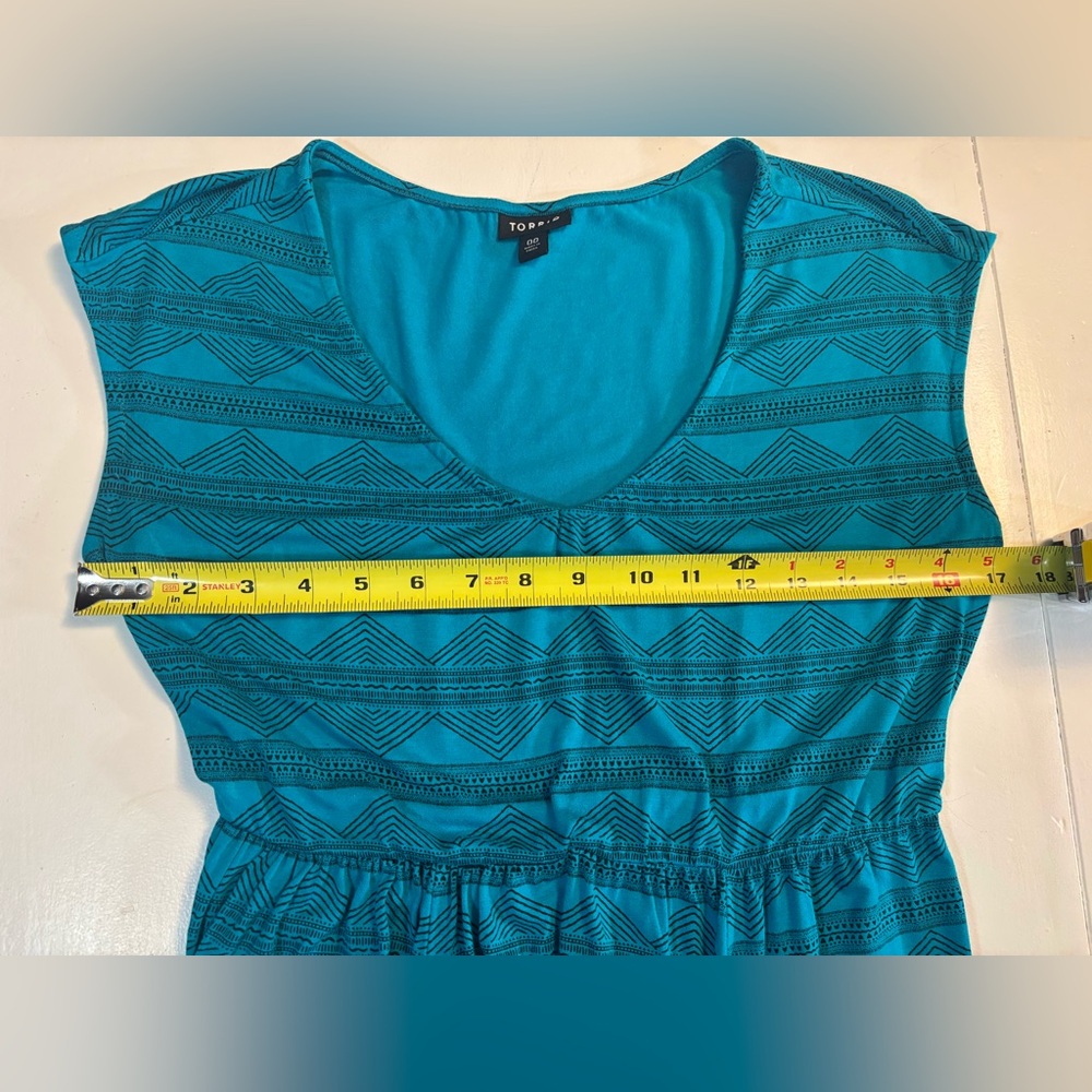 Torrid 00 Women’s Teal Turquoise Black Geometric Chevron Midi Dress - Picture 11 of 13